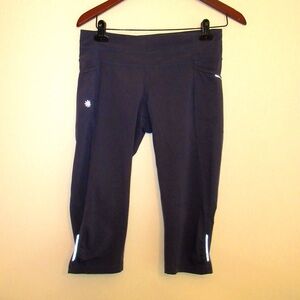 Navy Blue Athleta Leggings with Reflective Details